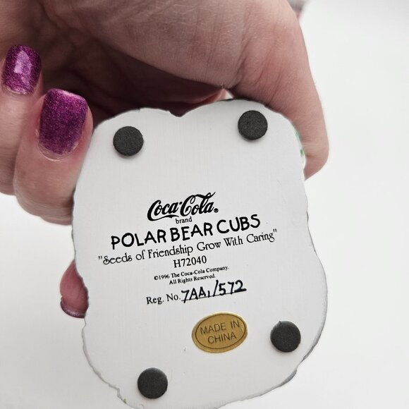 Coca Cola Polar Bear Cubs Figurine Penguin Gardening Planting Seeds Friendship - Picture 6 of 8